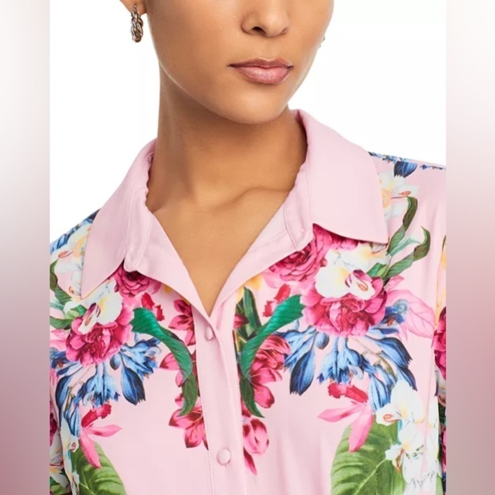 T Tahari Rose Pink Floral Midi Dress XS - Picture 6 of 8